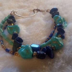 Turquoise and Blue Beaded Bracelet